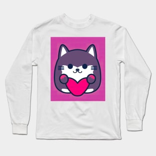 Cartoon cat character icon logo Long Sleeve T-Shirt